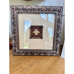 Broyhill Bumblebee Shadowbox Art With Resin Ornate Frame 13"x13"x1.25" Amber & C